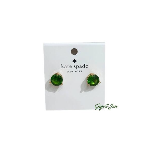 kate spade Jewelry - Kate Spade Green Rise And Shine Stud Earrings with gold prongs New